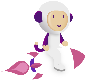 Coquito personaje en cohete